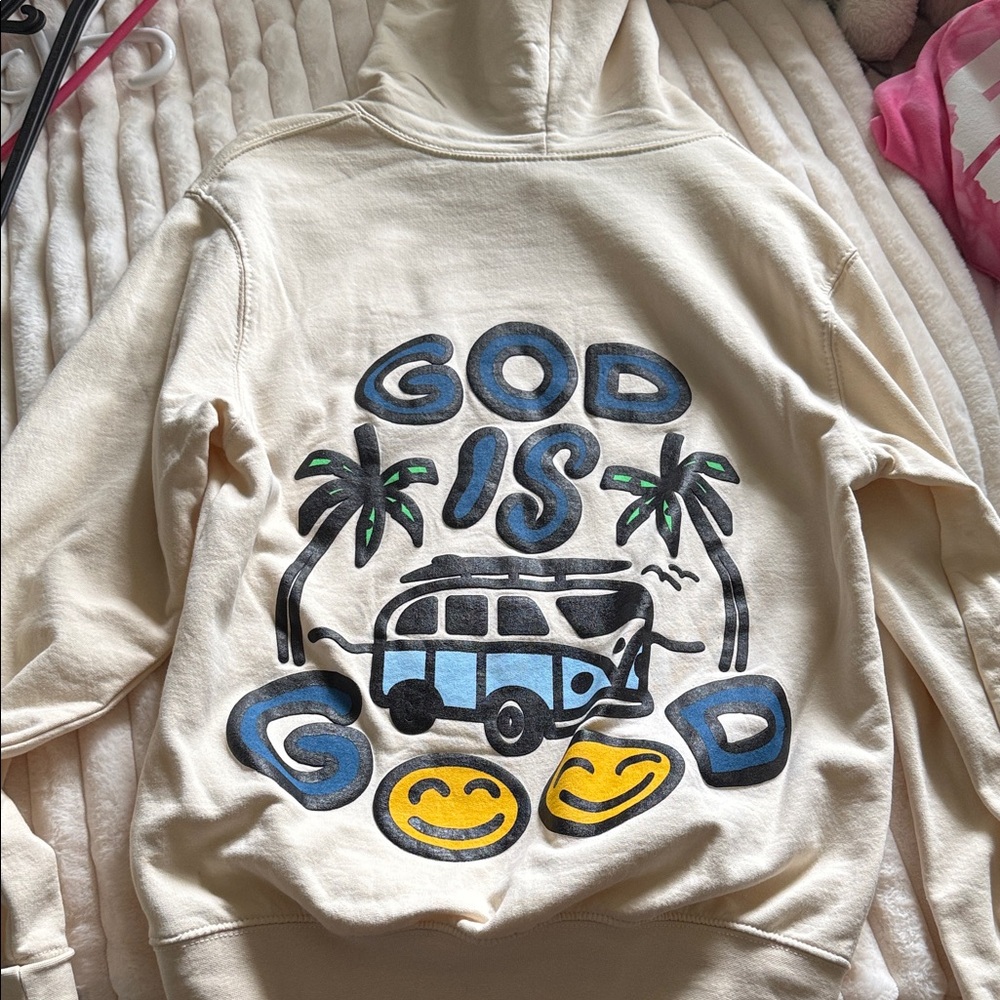 HWLF Cream Hoodie with God is Good
